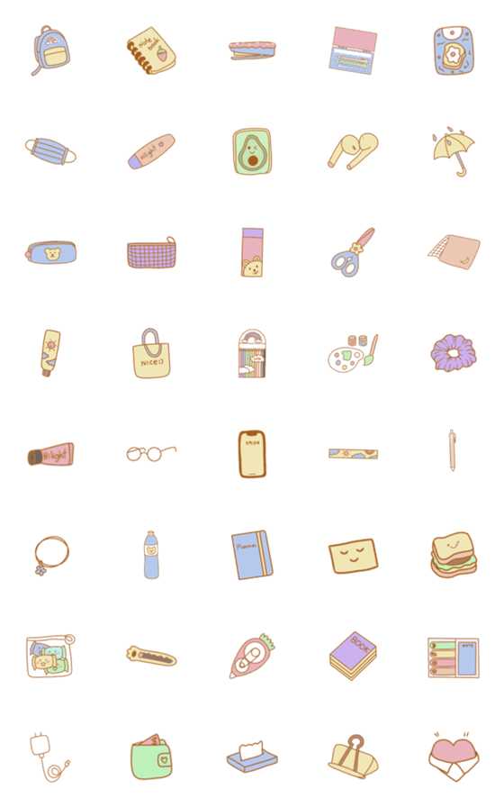 [LINE絵文字]stationery | Pastel fingerの画像一覧