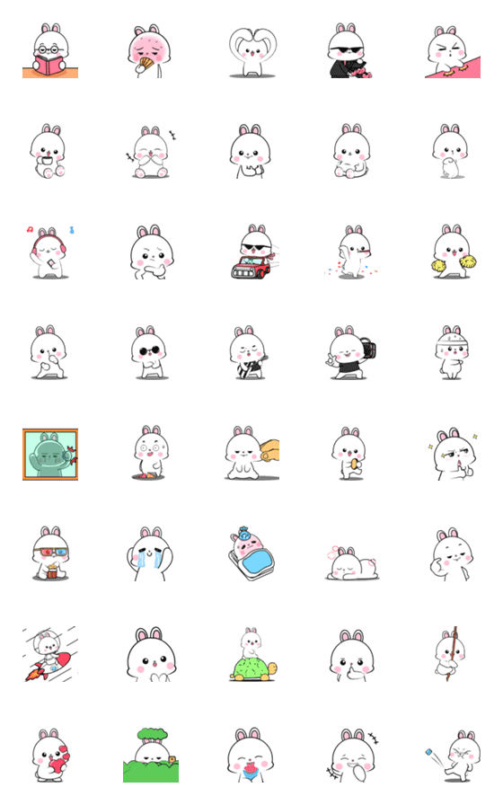 [LINE絵文字]Lovely Rabbit 3 : Animated emojiの画像一覧