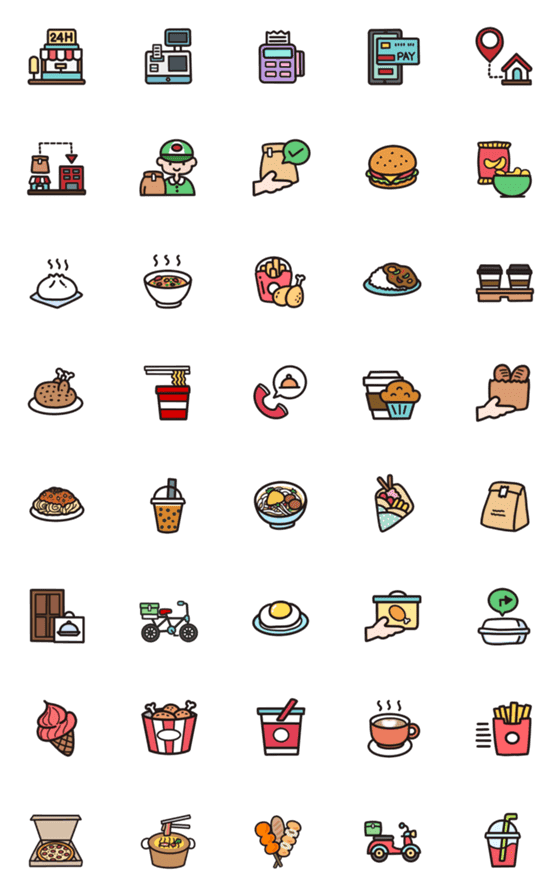 [LINE絵文字]Emoji food deliveryの画像一覧