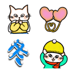 [LINE絵文字] Pure cat emoji -winter-の画像