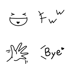 [LINE絵文字] シンプル黒ライン絵文字の画像