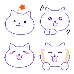 [LINE絵文字] Cute White Cat Emoji Stickersの画像