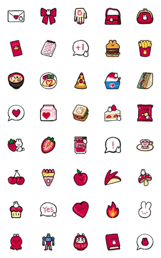 [LINE絵文字]Bunny Food ＆ Daily Items Decorsの画像一覧