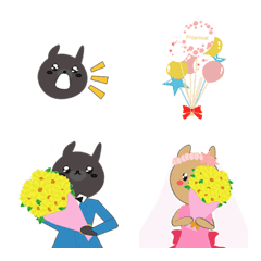 [LINE絵文字] Bear ＆ Black Q Emoji Stickersの画像