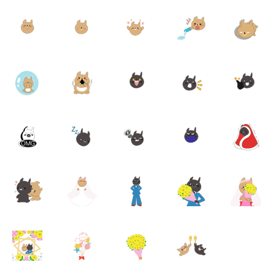 [LINE絵文字]Bear ＆ Black Q Emoji Stickersの画像一覧