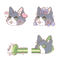 [LINE絵文字] Sesame is a cat emoji. (Na cat series)の画像