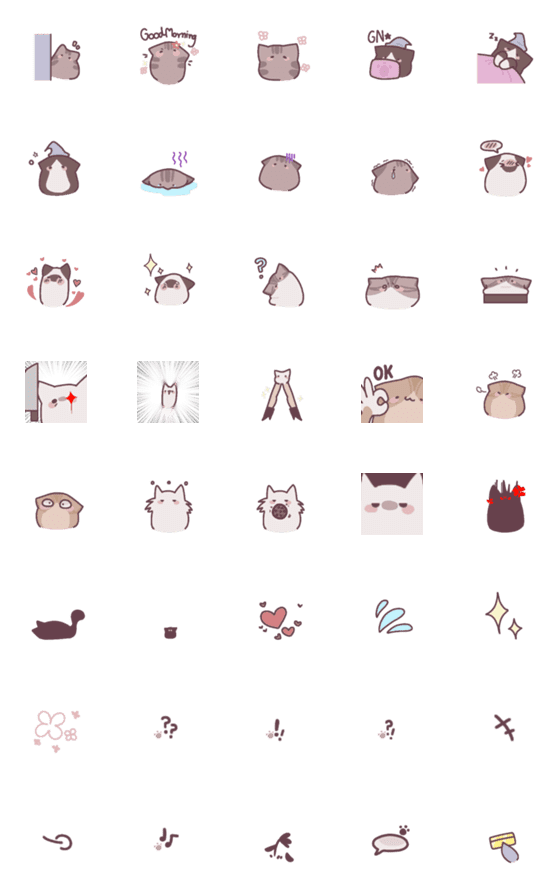 [LINE絵文字]Mochi Cat and Friendsの画像一覧