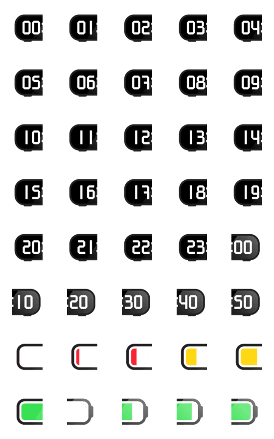 [LINE絵文字]Time ＆ Battery: Classicの画像一覧