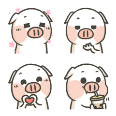 [LINE絵文字] Piggy-White (cute emoji)の画像