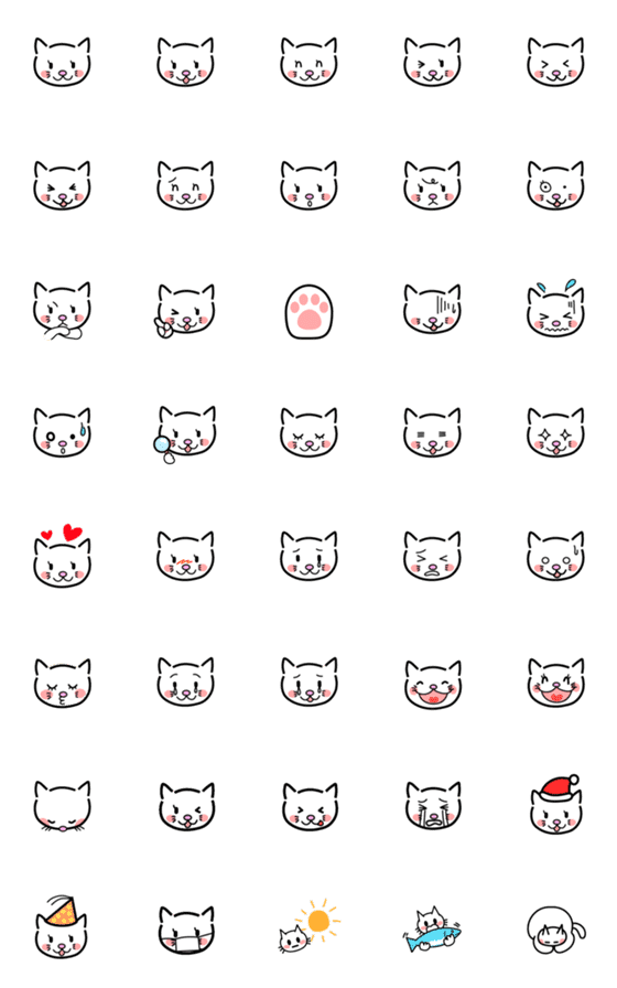 [LINE絵文字]白いねこちゃんの絵文字の画像一覧