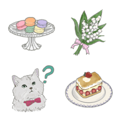 [LINE絵文字] シックで可愛い♡カフェと雑貨と花と猫たちの画像