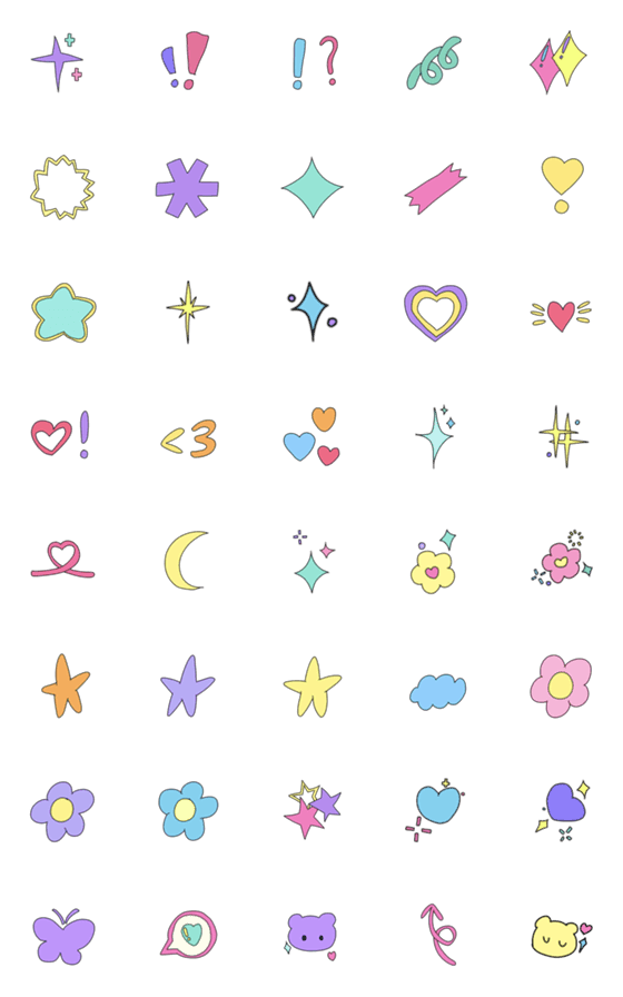 [LINE絵文字]Hearts, stars and cutenessの画像一覧