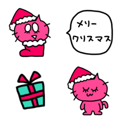 [LINE絵文字] にゃん吉クリスマスついでに年末年始絵文字の画像