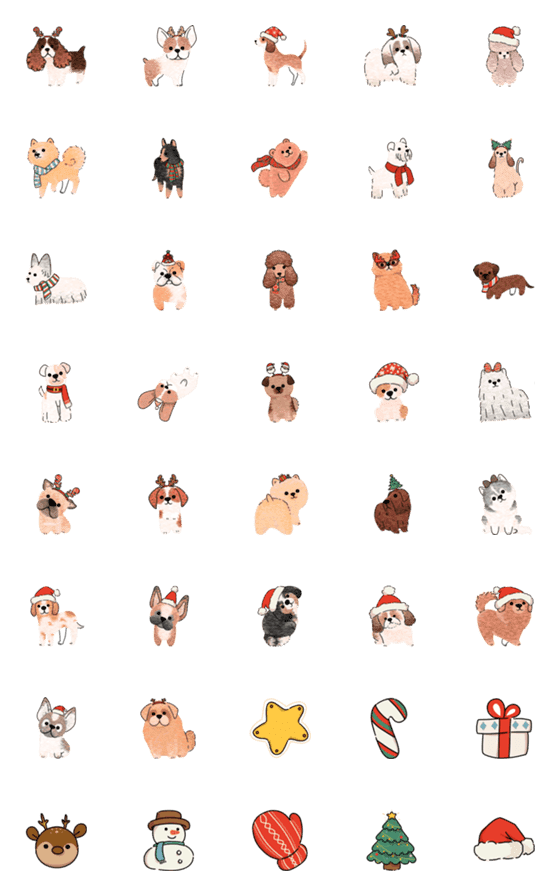 [LINE絵文字]Doggy Christmas Emojis 2の画像一覧
