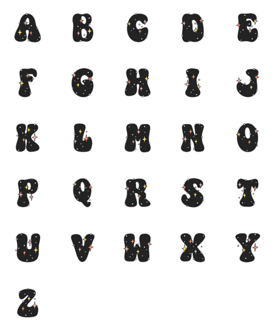 [LINE絵文字]Twinkle Groovy Retro Letterの画像一覧