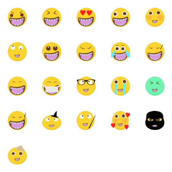 [LINE絵文字]face emojis Different stylesの画像一覧