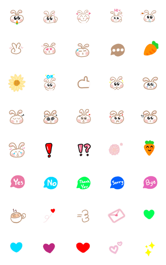 [LINE絵文字]little cute rabbitの画像一覧