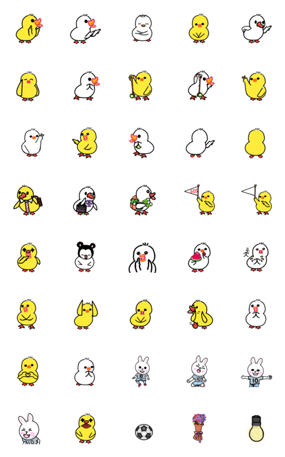 [LINE絵文字]46th Pair of Yellow ＆ white fowlの画像一覧