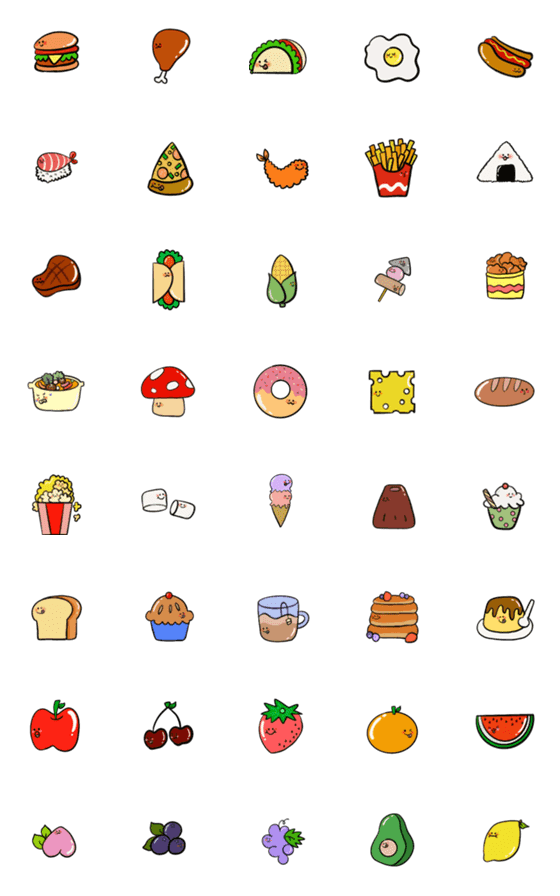 [LINE絵文字]QQ lovely foodsの画像一覧