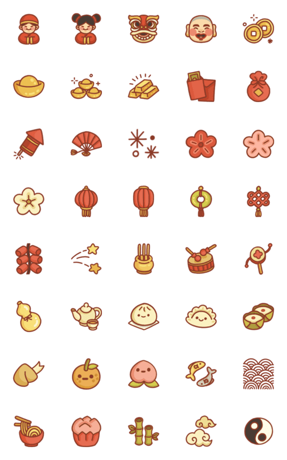 [LINE絵文字]Chinese New Year celebration emojiの画像一覧