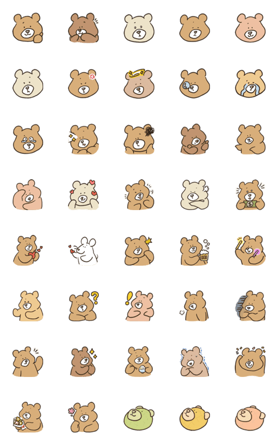 [LINE絵文字]Bear Brown's Filling Emoji (revised)の画像一覧