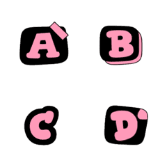 [LINE絵文字] black and pink lettersの画像