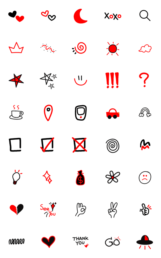 [LINE絵文字]Easy mood emotions V.1 (black ＆ red)の画像一覧