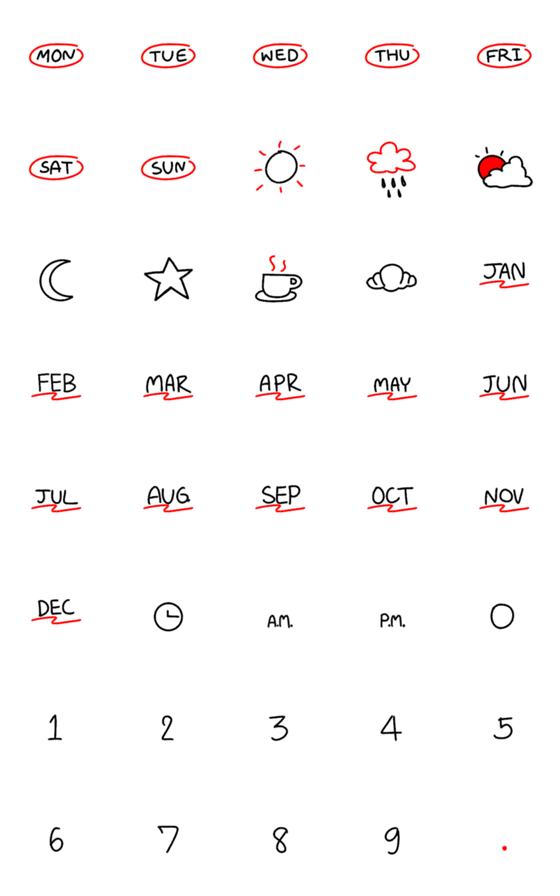 [LINE絵文字]Easy planner emotions V.2 (black ＆ red)の画像一覧