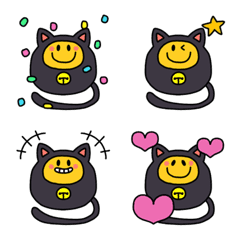 [LINE絵文字] あのファニーフェイス【黒ねこ】の画像