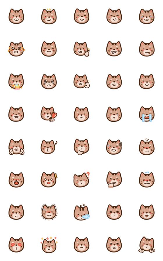 [LINE絵文字]Tabby Cat Gulu emojiの画像一覧