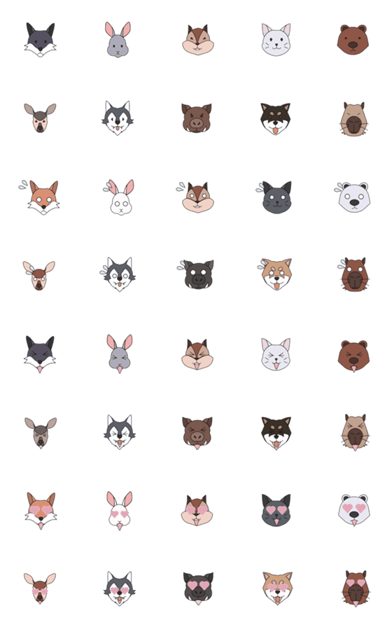 [LINE絵文字]動物の絵文字コレクション01の画像一覧