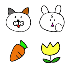 [LINE絵文字] 猫とうさぎのシンプルな絵文字の画像