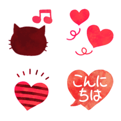 [LINE絵文字] 動く♥ハートと猫の画像