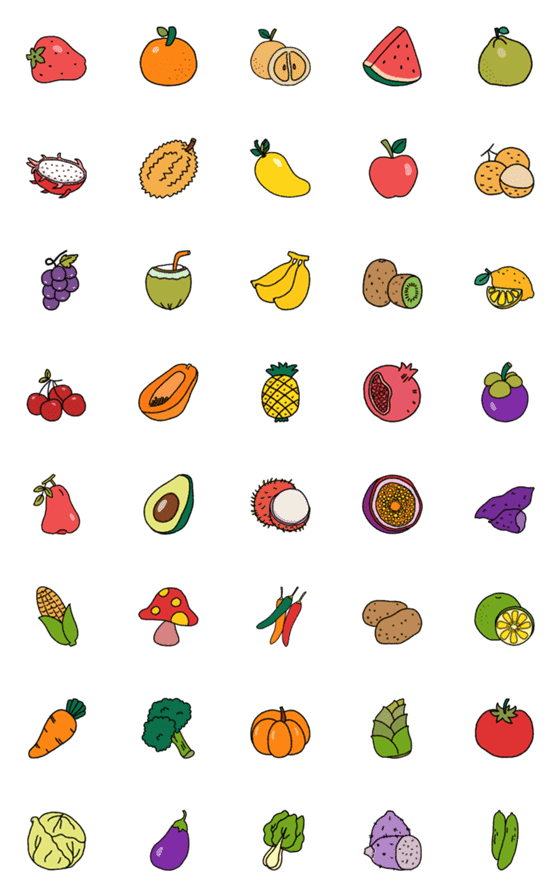 [LINE絵文字]Fruits and Vegetables Collectionの画像一覧