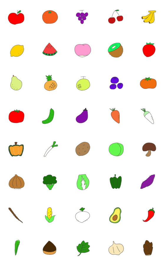 [LINE絵文字]果物と野菜1の画像一覧