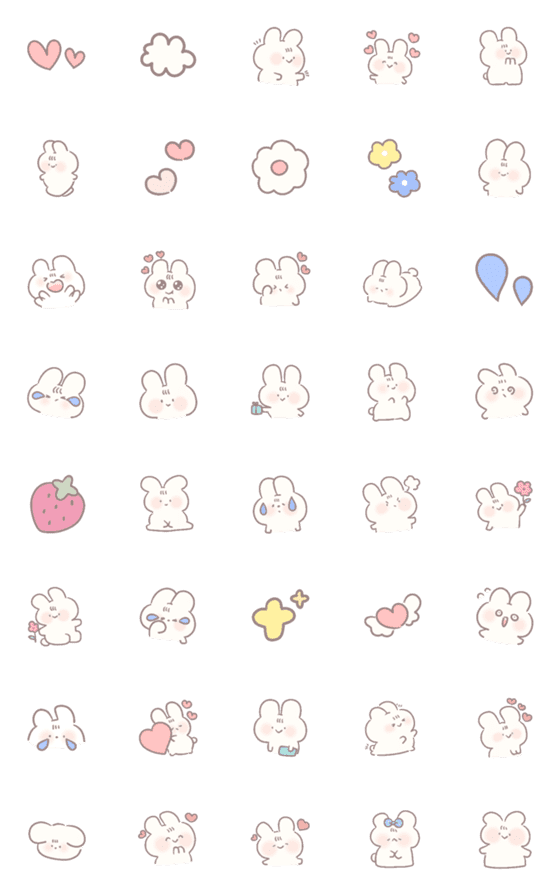 [LINE絵文字]Emoji rabbit cute;))))の画像一覧