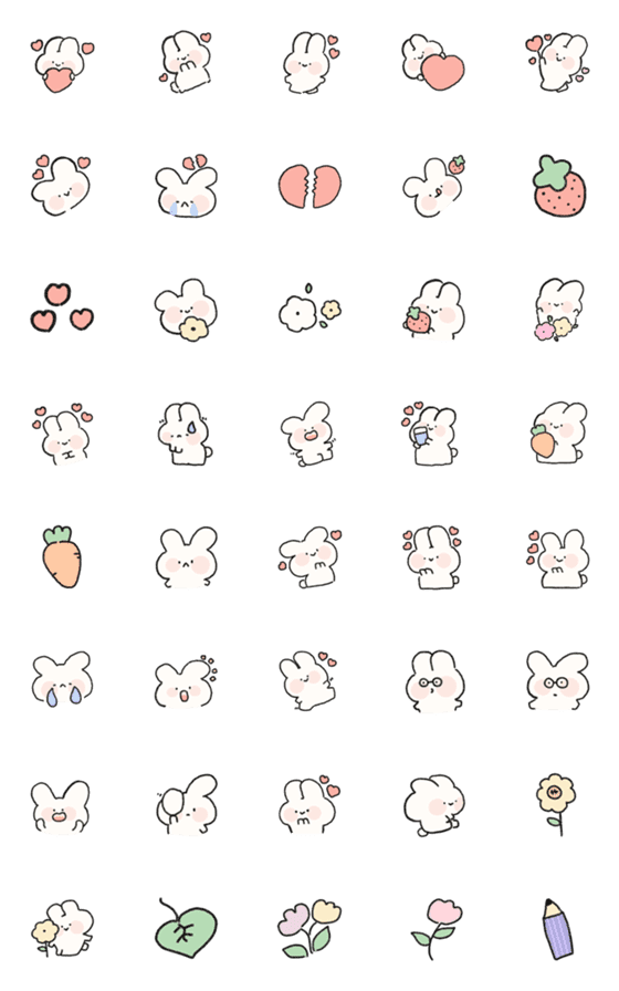 [LINE絵文字]Emoji rabbit cute 3の画像一覧