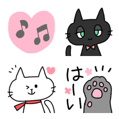 [LINE絵文字] 白猫と黒猫の仲良し絵文字♪の画像