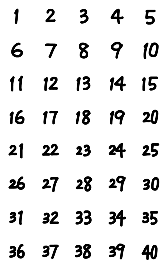 [LINE絵文字]手がきの数字（黒／太字）の画像一覧