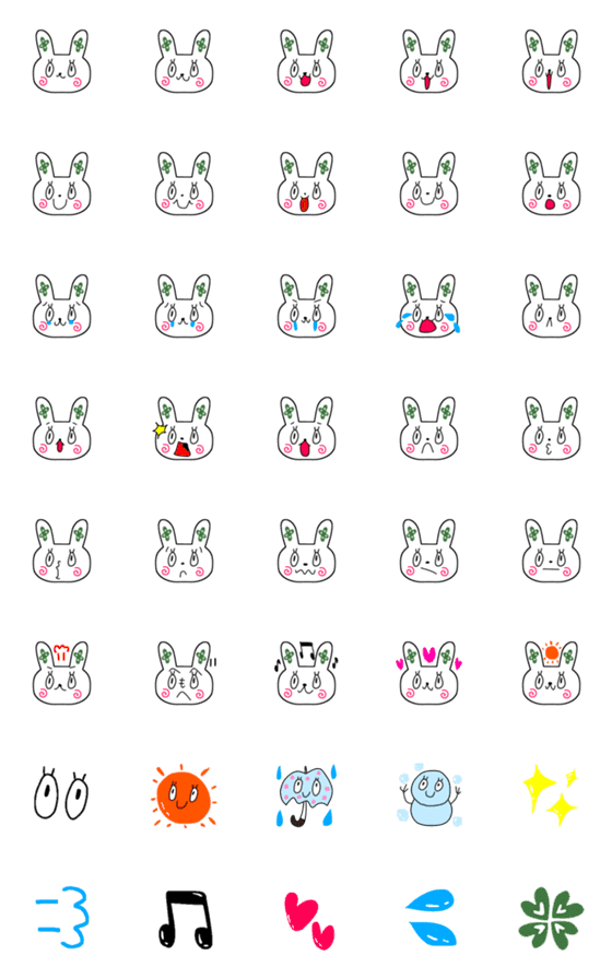 [LINE絵文字]うさぎのカーキで伝える表情絵文字の画像一覧