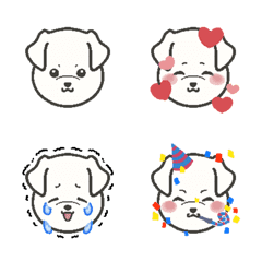 [LINE絵文字] 白い犬のお顔絵文字の画像