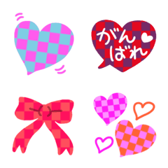 [LINE絵文字] 動く♥チェック柄ハート♥バレンタインの画像