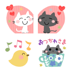 [LINE絵文字] 動く♡大人かわいい✳︎白黒ねこの画像