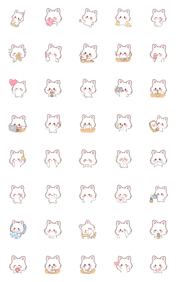 [LINE絵文字]White Foxs (Emoji)の画像一覧