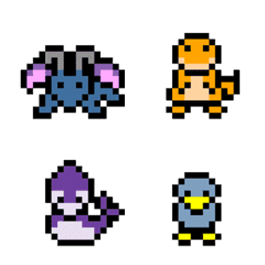 [LINE絵文字] ドット絵 絵文字モンスター2 aqua Ver.の画像