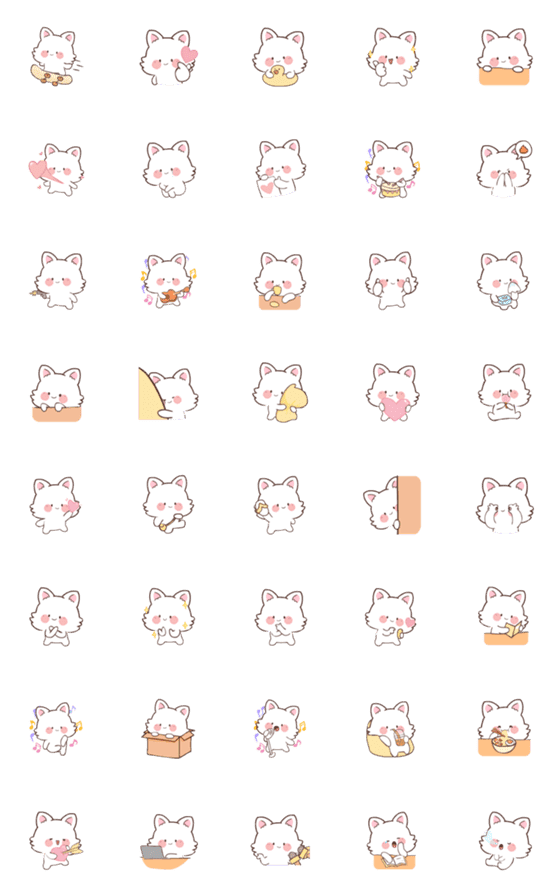 [LINE絵文字]White Foxs 2 (Emoji)の画像一覧