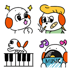 [LINE絵文字] 音楽を楽しむ犬の画像
