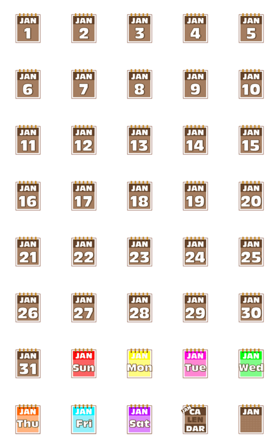 [LINE絵文字]Calendar Januaryの画像一覧