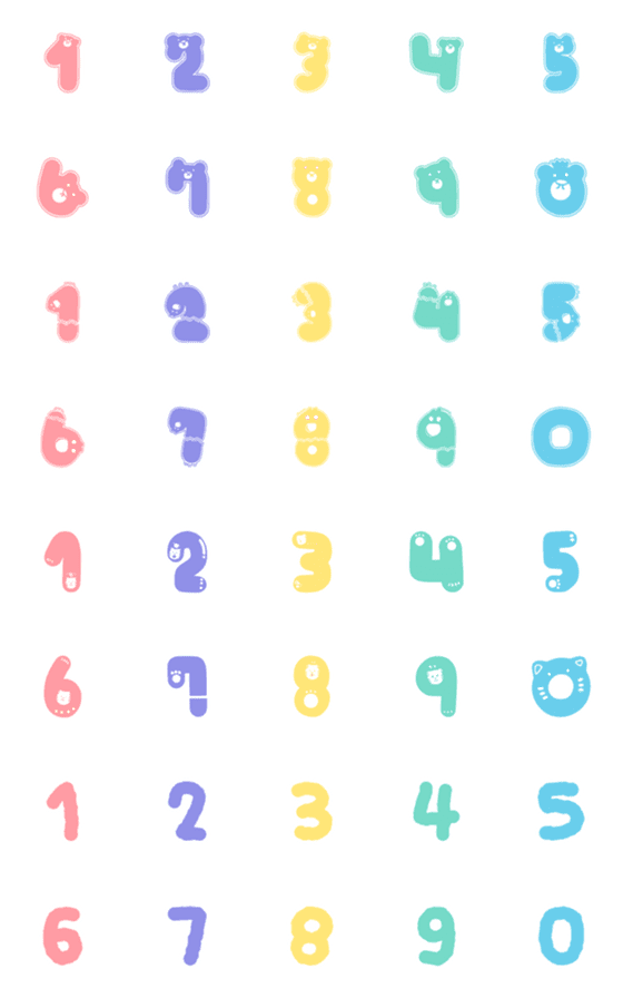 [LINE絵文字]Double M : cute numbers pastel 1-0の画像一覧