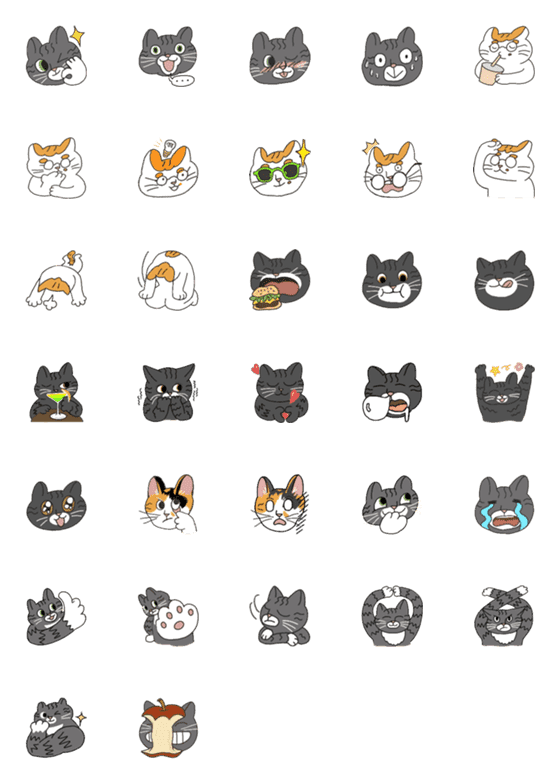 [LINE絵文字]3 CATS CLUB FACE TO FACE！の画像一覧